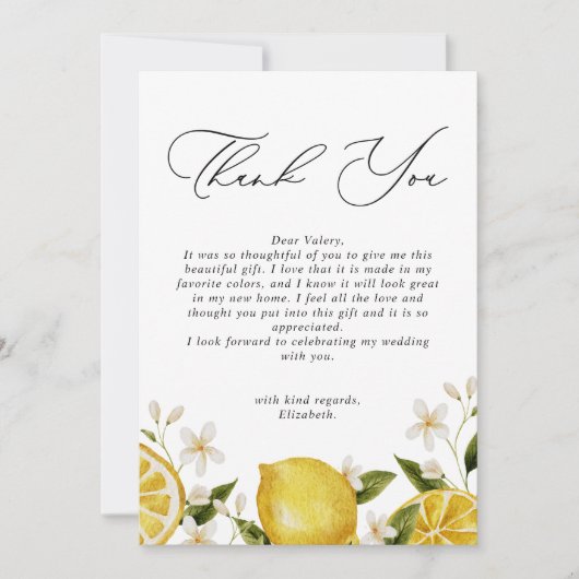 Carte De Remerciements Son Lemon Principal Squeeze Shower de Mariée (Devant)