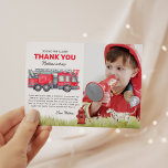 Carte De Remerciements Sonne l'alarme Camion d'incendie Anniversaire Phot<br><div class="desc">Sonnez l'alarme Camion d'incendie Anniversaire Photo Carte de remerciements Préparez-vous à Sonner l'alarme et célébrez le grand jour de votre petit pompier! Dotés d'un pompier à chien dalmate héroïque et d'un camion de pompiers flamboyant, ils ont préparé le terrain pour une fête pleine d'action. La conception détaillée va susciter l'enthousiasme...</div>