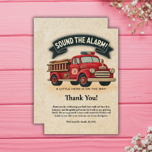 Carte De Remerciements Sonnez l'alarme! Baby Shower Vintage Camion de Pom