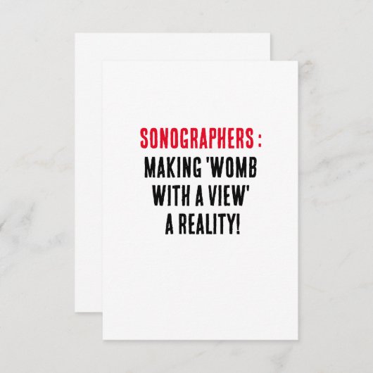 Carte De Remerciements Sonographes : Faire de 'womb avec vue' une réalité (Devant / Derrière)