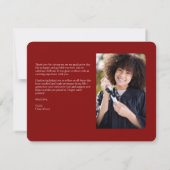Carte De Remerciements Sophistiqué Graduation Photo Collage Ruby Red (Dos)