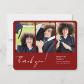 Carte De Remerciements Sophistiqué Graduation Photo Collage Ruby Red (Devant)