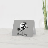 Carte De Remerciements Sorcière Éffrayante d'Halloween traversant une Ple (Devant)