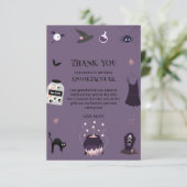 Carte De Remerciements Sorcière éffrayante fête d'anniversaire d'Hallowee (Debout devant)