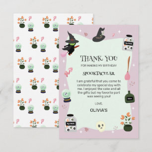 Carte De Remerciements Sorcière verte mignonne et méchante Anniversaire H
