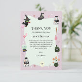 Carte De Remerciements Sorcière verte mignonne et méchante pour un annive (Debout devant)