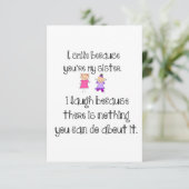 Carte De Remerciements sourire à la soeur (Debout devant)