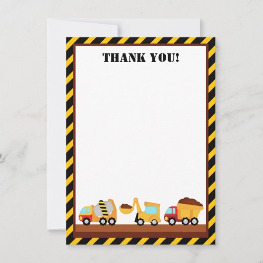 Carte De Remerciements SOUS CONSTRUCTION Remerciements Notes (Devant)