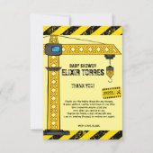 Carte De Remerciements Sous Construction Tower Cranes Baby shower (Devant)