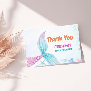 Carte De Remerciements Sous la fête du Baby shower de la sirène de mer