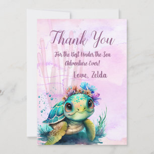 Carte De Remerciements Sous la mer, Anniversaire des tortues