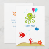 Carte De Remerciements Sous la mer Octopus Boy Anniversaire (Devant / Derrière)