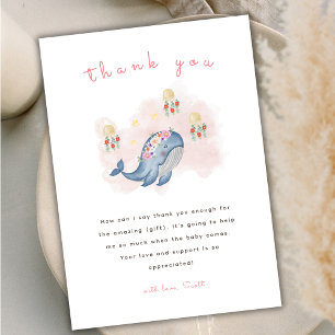 Carte De Remerciements Sous Le Baby shower Floral See Sweet Whale