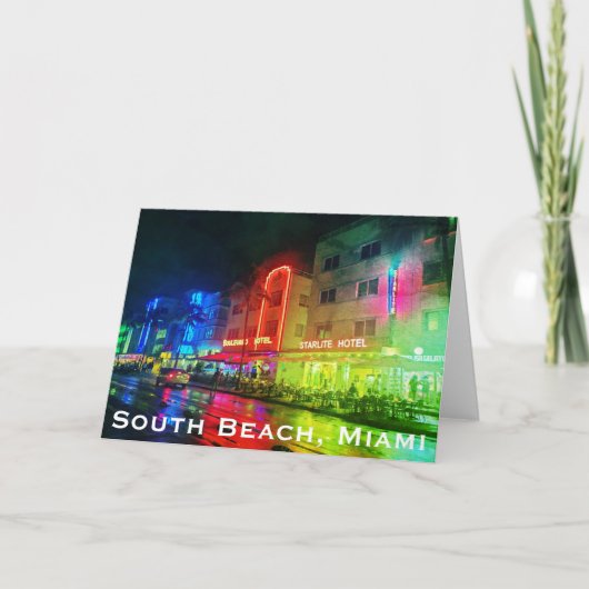Carte De Remerciements South Beach, Miami, Floride Art Déco (Devant)