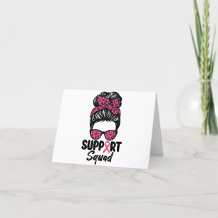 Carte De Remerciements Soutien Squad Messy Bun Pink Warrior Cancer du sei