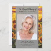 Carte De Remerciements Souvenir de photo de tournesol Mémorial funéraire (Devant)