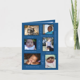 Carte De Remerciements Souvenirs Classic Blue 6 Photo N'Importe Quelle Oc