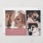 Carte De Remerciements Souvenirs Réalisés Avec Amour Mariage Rose Multi P (Devant)