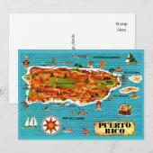 Carte De Remerciements Spanish Puerto Rico 5x7 Map Postcard (Devant / Derrière)
