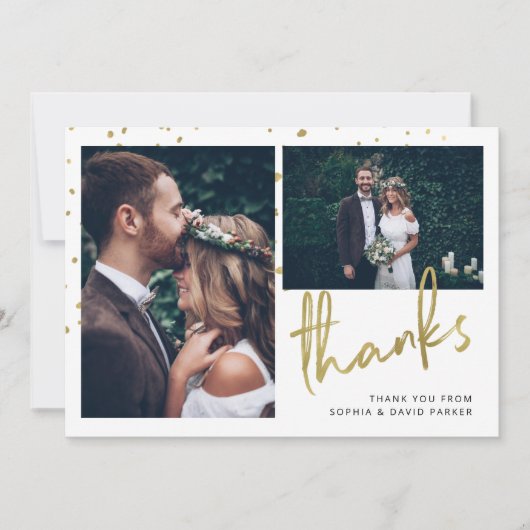 Carte De Remerciements Sparkings| Deux Mariages photo (Devant)