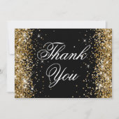 Carte De Remerciements Sparkly Gold Glitter Black (Devant)