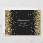 Carte De Remerciements Sparkly Gold Glitter Black (Dos)