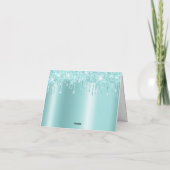 Carte De Remerciements Sparkly Light Turquoise Glitter Drips Shimmer (Dos)