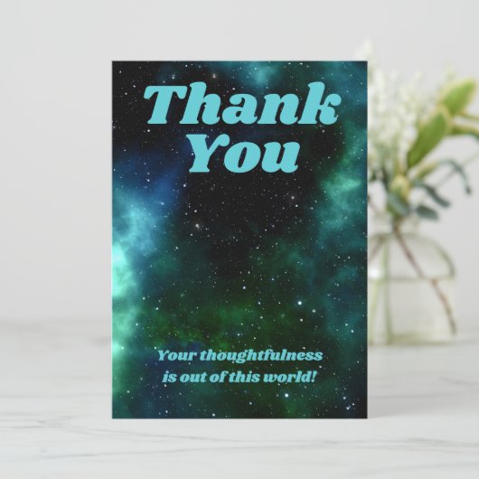Carte de remerciements spatiale (Debout devant)