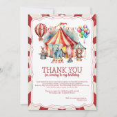 Carte De Remerciements Spectacle de Cirque & Animaux de la Fête de Carnav (Devant)