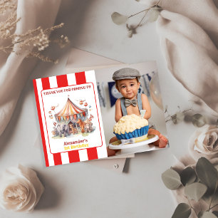 Carte De Remerciements Spectacle de Cirque Carnaval & Animaux d'anniversa