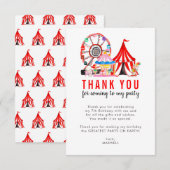 Carte De Remerciements Spectacle de cirque de Carnaval mignon Clowns Ball (Devant / Derrière)
