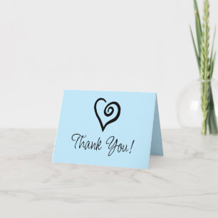 Carte De Remerciements Spirale Cœur Unique Minimaliste sur Bleu Pastel