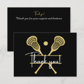 Carte De Remerciements Sports de crosse Noir et Blanc (Devant / Derrière)