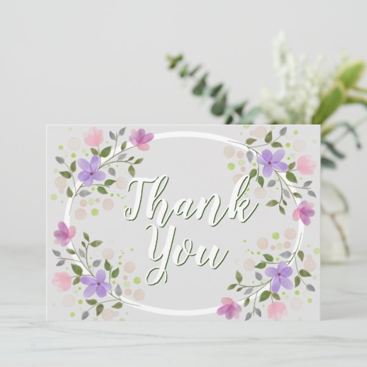 Carte De Remerciements Sprigs de fleurs Mariage design encadré (Debout devant)