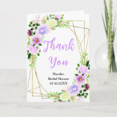 Carte De Remerciements Spring Purple Flowers with Foliage Bridal Shower (Devant)
