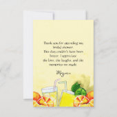Carte De Remerciements Squeeze of Love Lemonade Citron Citrus Bride Party (Dos)