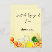 Carte De Remerciements Squeeze of Love Lemonade Citron Citrus Bride Party (Devant / Derrière)