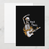 Carte De Remerciements Squelette jouant de la guitare avec feu (Devant / Derrière)