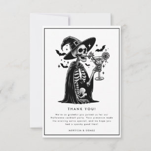 Carte De Remerciements Squelette noir et blanc Halloween Party