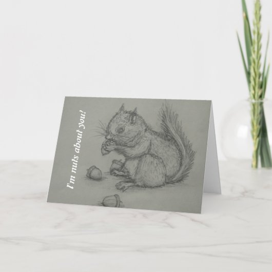 Carte De Remerciements Squirl Eating Nuts pencil drawing greeting card (Devant)