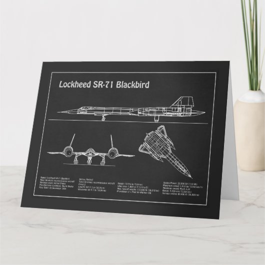Carte De Remerciements SR-71 Blackbird - Plan directeur de l'avion PD (Devant)