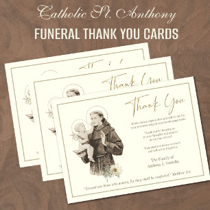 Carte De Remerciements St. Anthony Jésus Obsèques Condoléances Sympathie