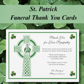 Carte De Remerciements St. Patrick Croix irlandaise Condolence Shamrock