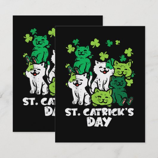 Carte De Remerciements St Patricks Catricks Day Cats Saint Pattys (Devant / Derrière)