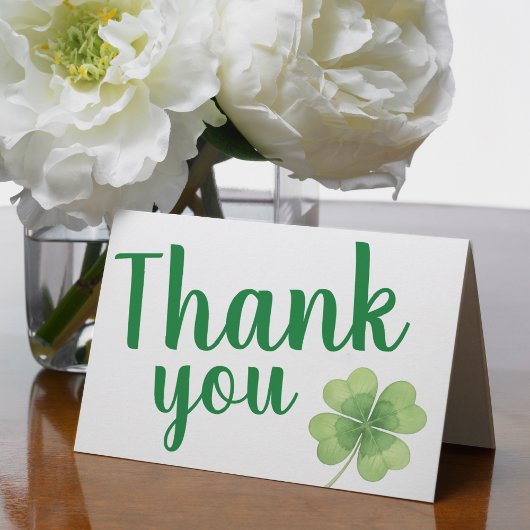 Carte De Remerciements St Patrick's Day 4 Leaf Clover Shamrock