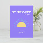Carte De Remerciements St Tropez, Coucher de soleil, Violet (Debout devant)