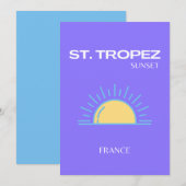 Carte De Remerciements St Tropez, Coucher de soleil, Violet (Devant / Derrière)
