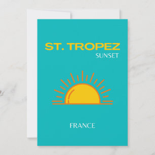 Carte De Remerciements St Tropez, Coucher du soleil, Art du voyage, Turqu