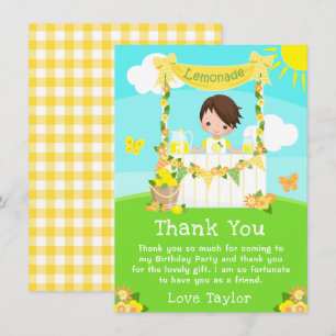Carte De Remerciements Stand de limonade Anniversaire Garçon aux cheveux