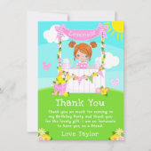 Carte De Remerciements Stand de limonade rose Fête d'anniversaire Fille a (Devant)